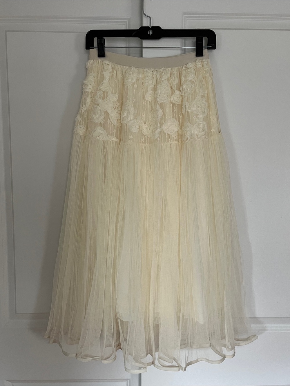 Vintage Cream Ivory Tulle Midi Skirt Coquette Fairycore Balletcore